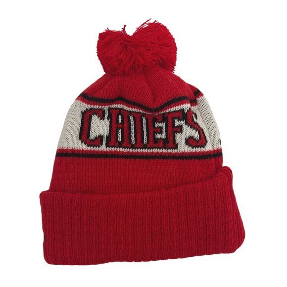 Kansas City Chiefs New Era NFL On Field Removeable Pom Beanie Football Athleisur - Picture 2 of 8